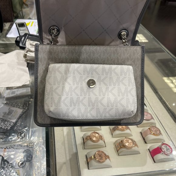 Michael Kors Regina M Flap Shoulder Bag MK Grey - Picture 8 of 12